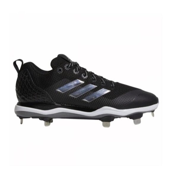 Adidas Power Alley 5 Size 9 Metal Baseball Cleats Core Black Metallic Silver New